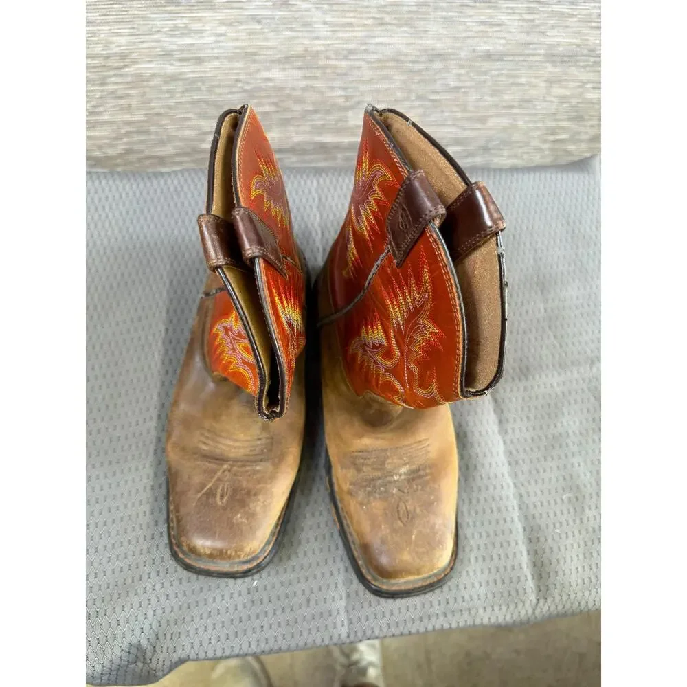 Ariat Boots Mens Size 5.5 Brown Leather Western Square Toe Work Cowboy